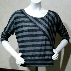 Gray & Black Stripe Top by No Boundaries Size L
